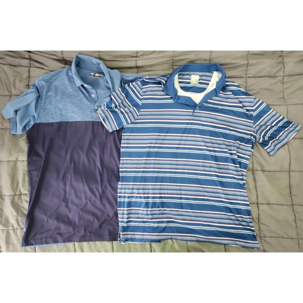Callaway LOT of 2 Mens Casual Opt-Dri Golf Polo Short Sleeve Shirts XL & L